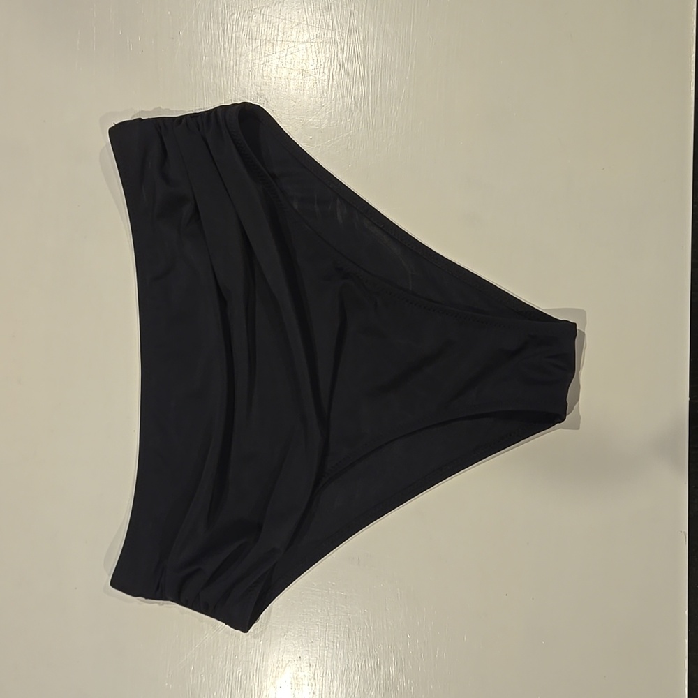 High waist black bikini bottom